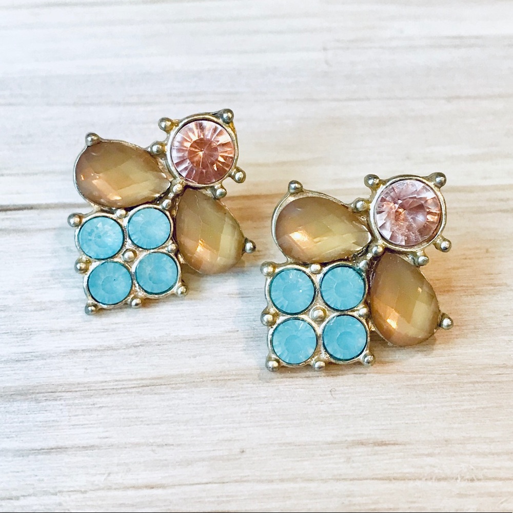 5 for $25 🎁 Large Jeweled Colorful Post Earrings